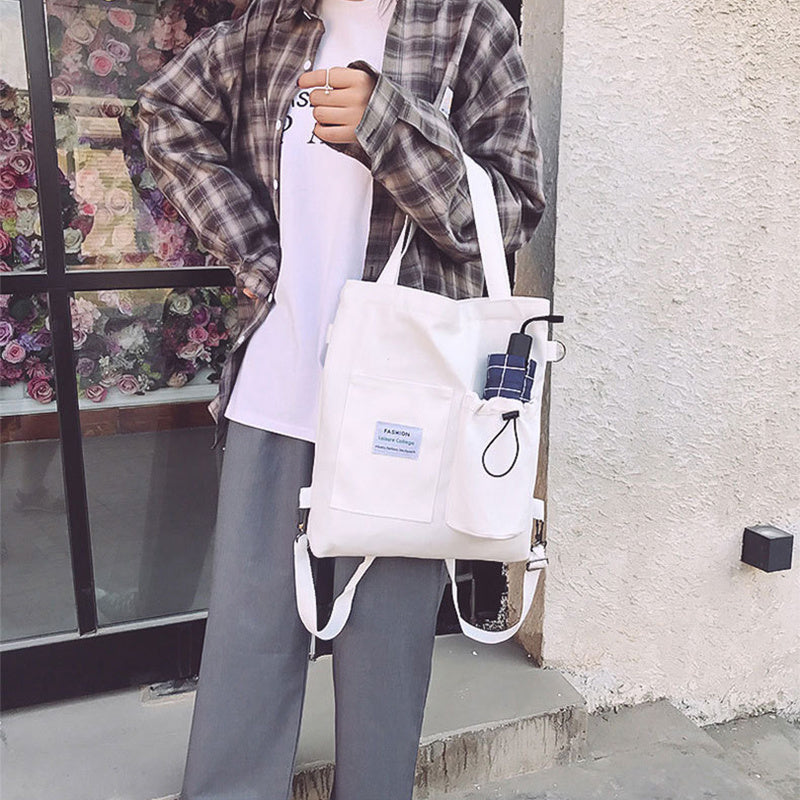 Harajuku Style Canvas Backpack – Multi-Pocket School & Shoulder Bag for Women