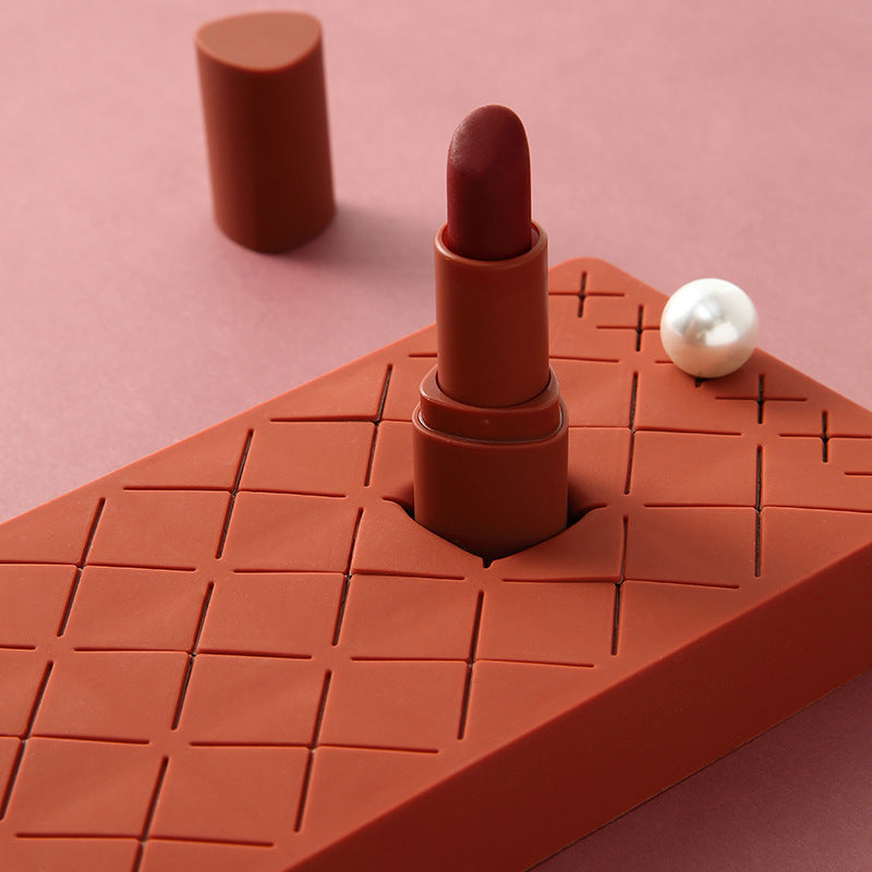 Silicone Lipstick Holder Organizer – Compact Makeup Rack for Vanity & Desk Storage