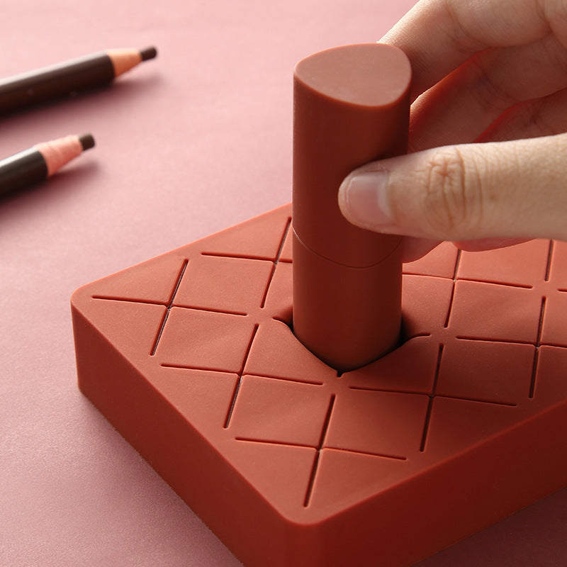 Silicone Lipstick Holder Organizer – Compact Makeup Rack for Vanity & Desk Storage