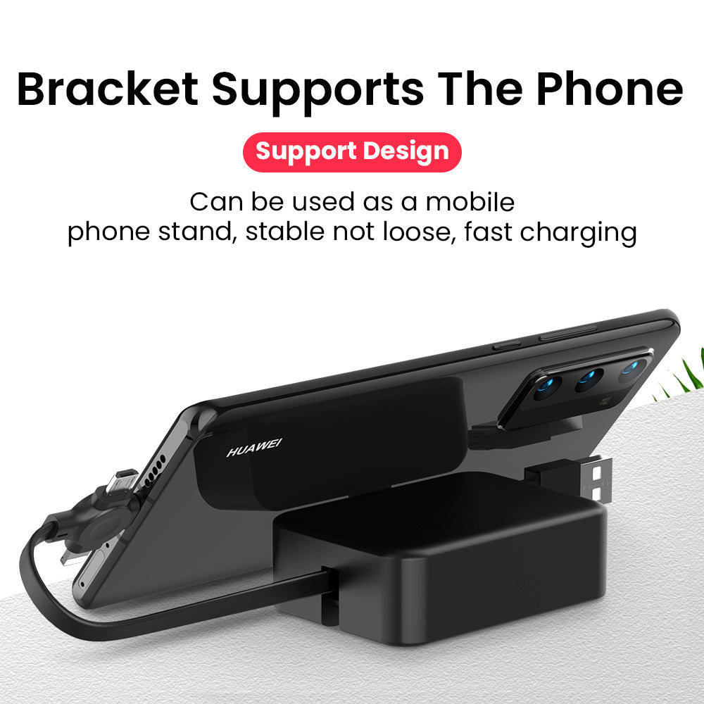 4-in-1 Retractable USB Charging Cable – Macaron Design with Type-C, Micro, Lightning, Phone Stand & Storage Box