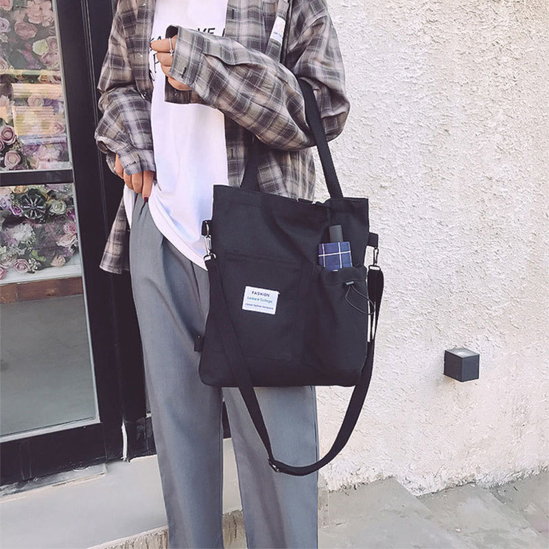 Harajuku Style Canvas Backpack – Multi-Pocket School & Shoulder Bag for Women