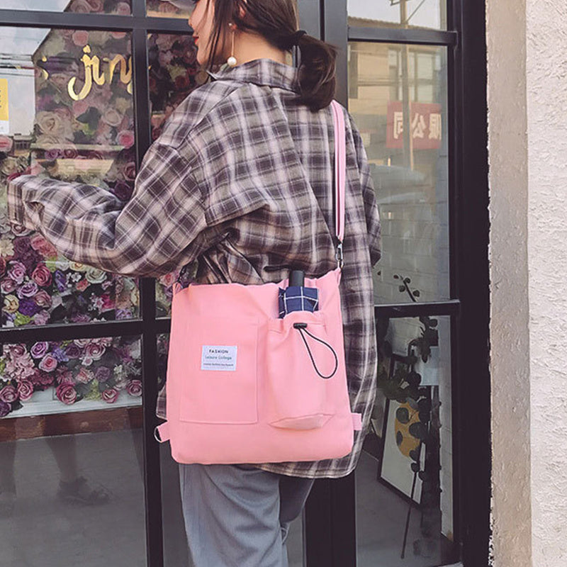 Harajuku Style Canvas Backpack – Multi-Pocket School & Shoulder Bag for Women